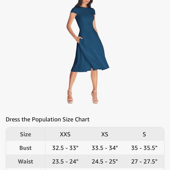 Dress the Population Women's Livia Midi High Dress Peacock Blue Sz S - Picture 3 of 10